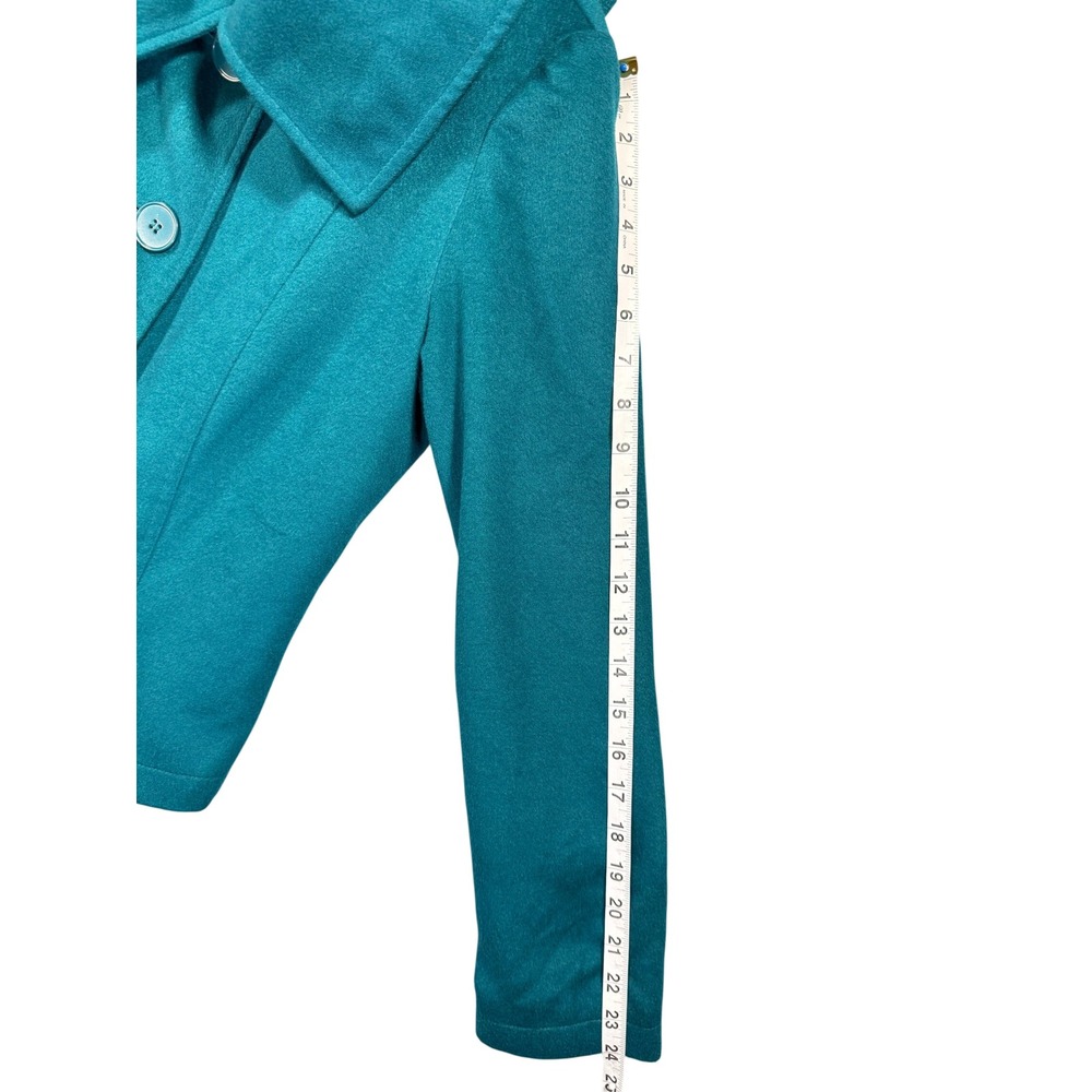 Harve Benard Portrait Collar Jacket M Teal Shawl Button Front Retro Green Fall - Picture 10 of 17